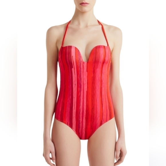 LA PERLA watercolor cosmic pink one piece swimsuit size 36B NEW A8 - Picture 1 of 9